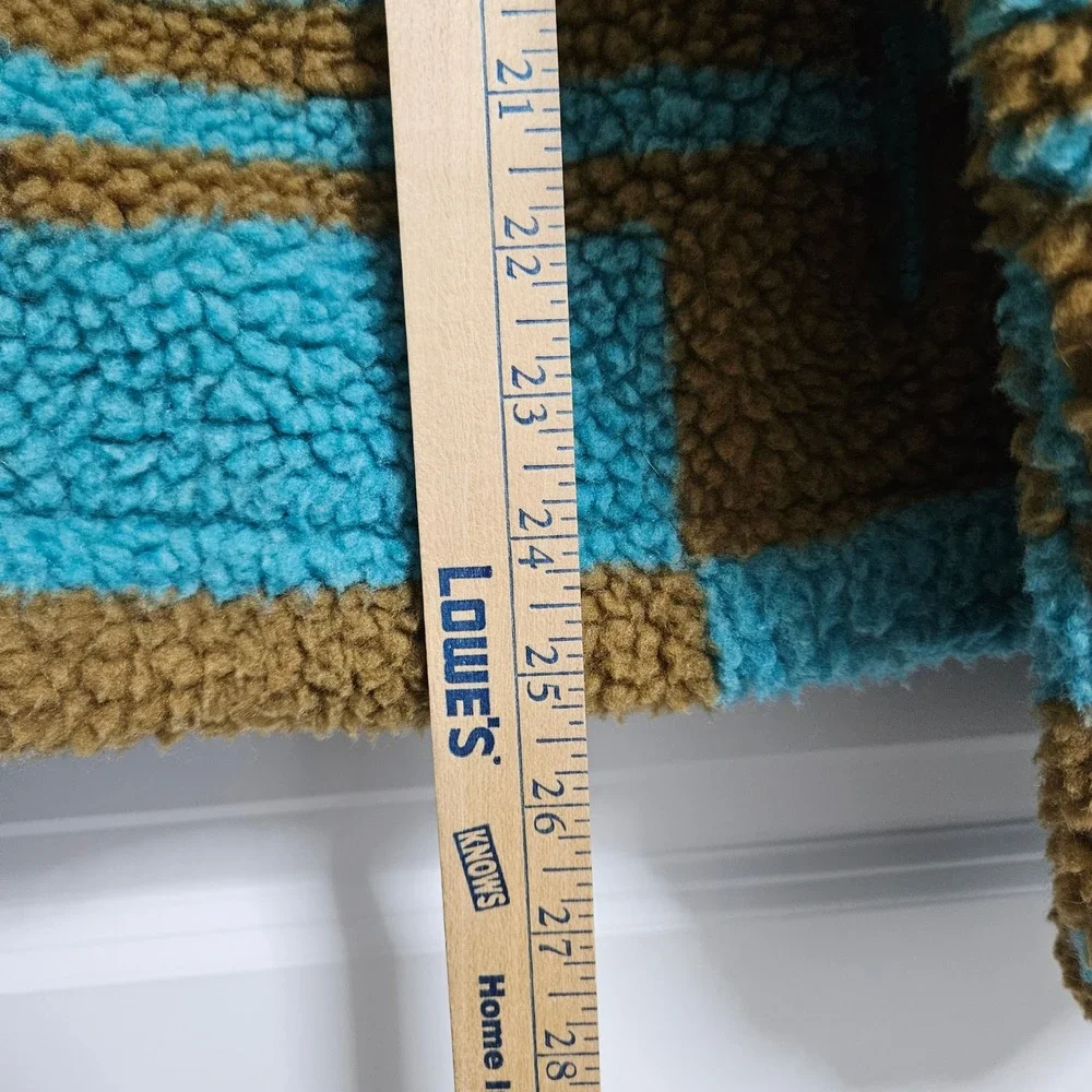 Urban Outfitters Fleece‎ Jacket Adult Sm Blue Brown Checkered Sherpa Full Zip